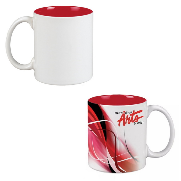 DX8148 11 Oz. Two-Tone Red Ceramic Mug With Ful...